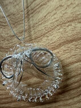 Crystal Wreath Christmas Ornaments Clear Glass Handcrafted Artisan Holiday